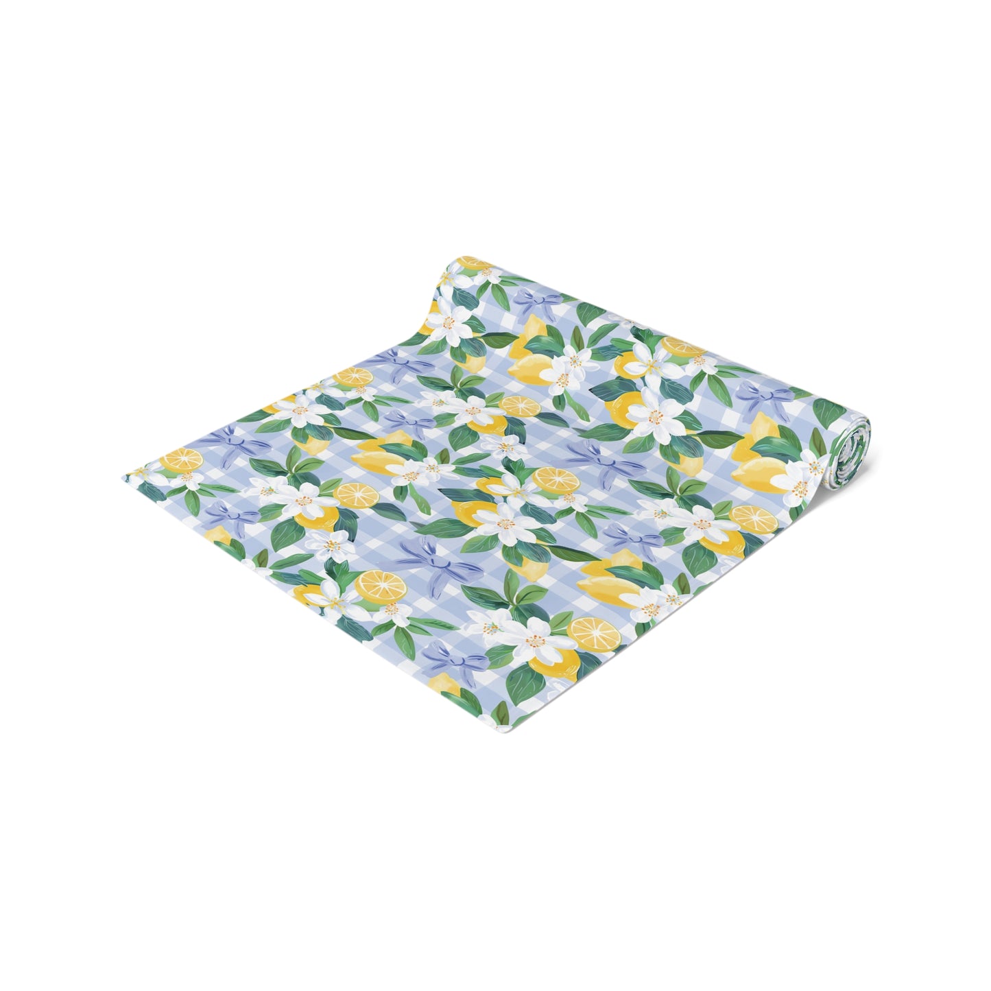 Summer Lemons and Blue Ribbon Coquette Table Runner
