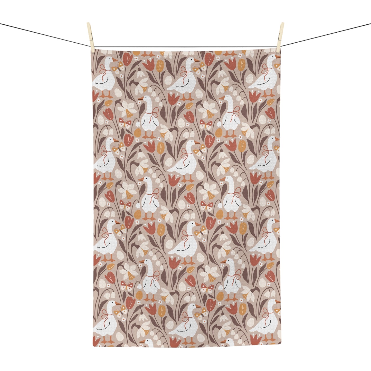 Autumn Geese Microfiber Tea Towel - Fall Wildflower Botanical Dish Cloth