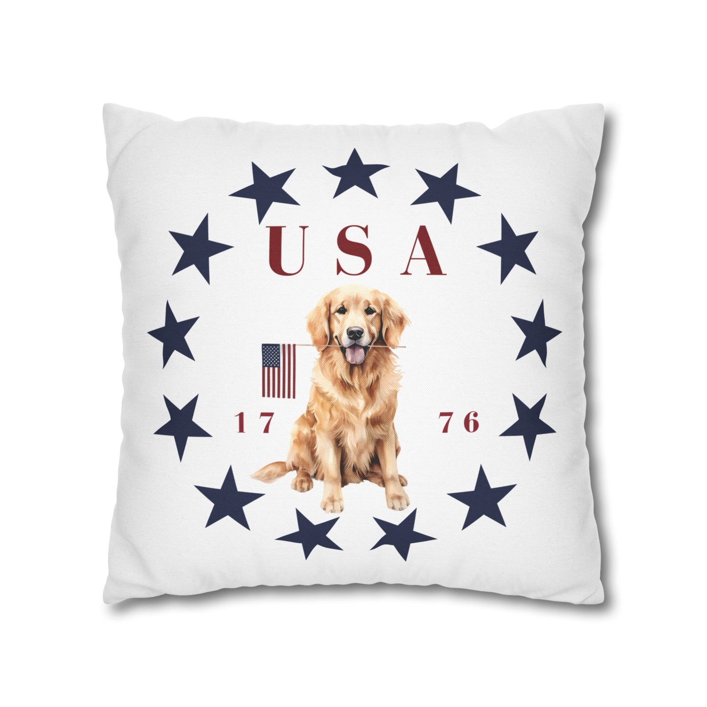 Double Sided Patriotic Golden Retriever Dog with 2 Different Summer Graphics