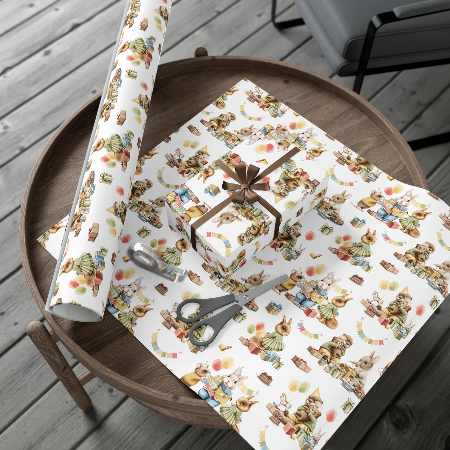 Vintage Rabbit and Animals Birthday Wrapping Paper