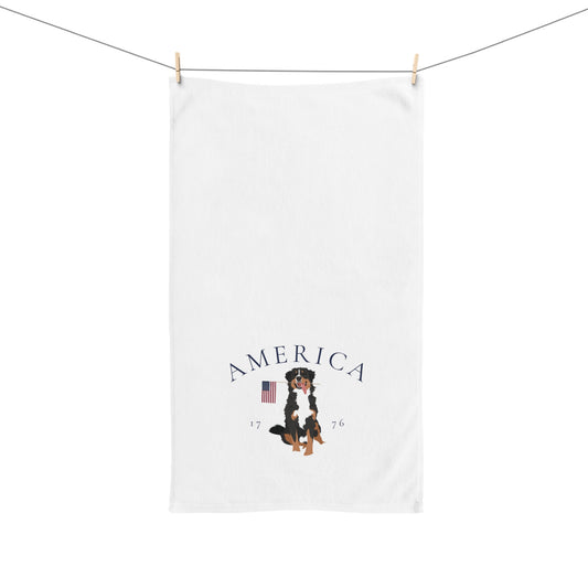 Bernese Mountain Dog Summer Patriotic Hand Towel for Bath and Kitchen