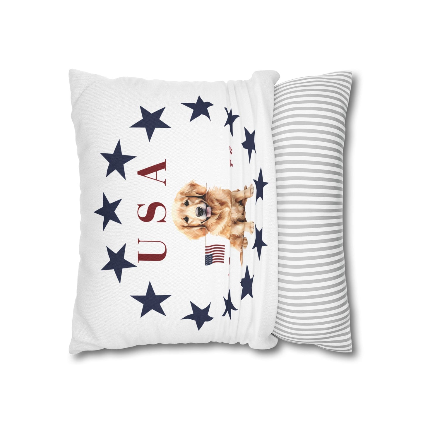 Double Sided Patriotic Golden Retriever Dog with 2 Different Summer Graphics