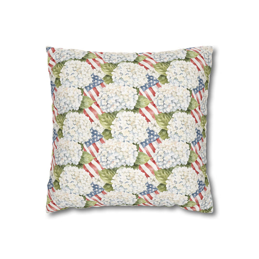 Patriotic Hydrangea Pillow Cover, 4th of July Pillow Cover, Farmhouse Summer Decor