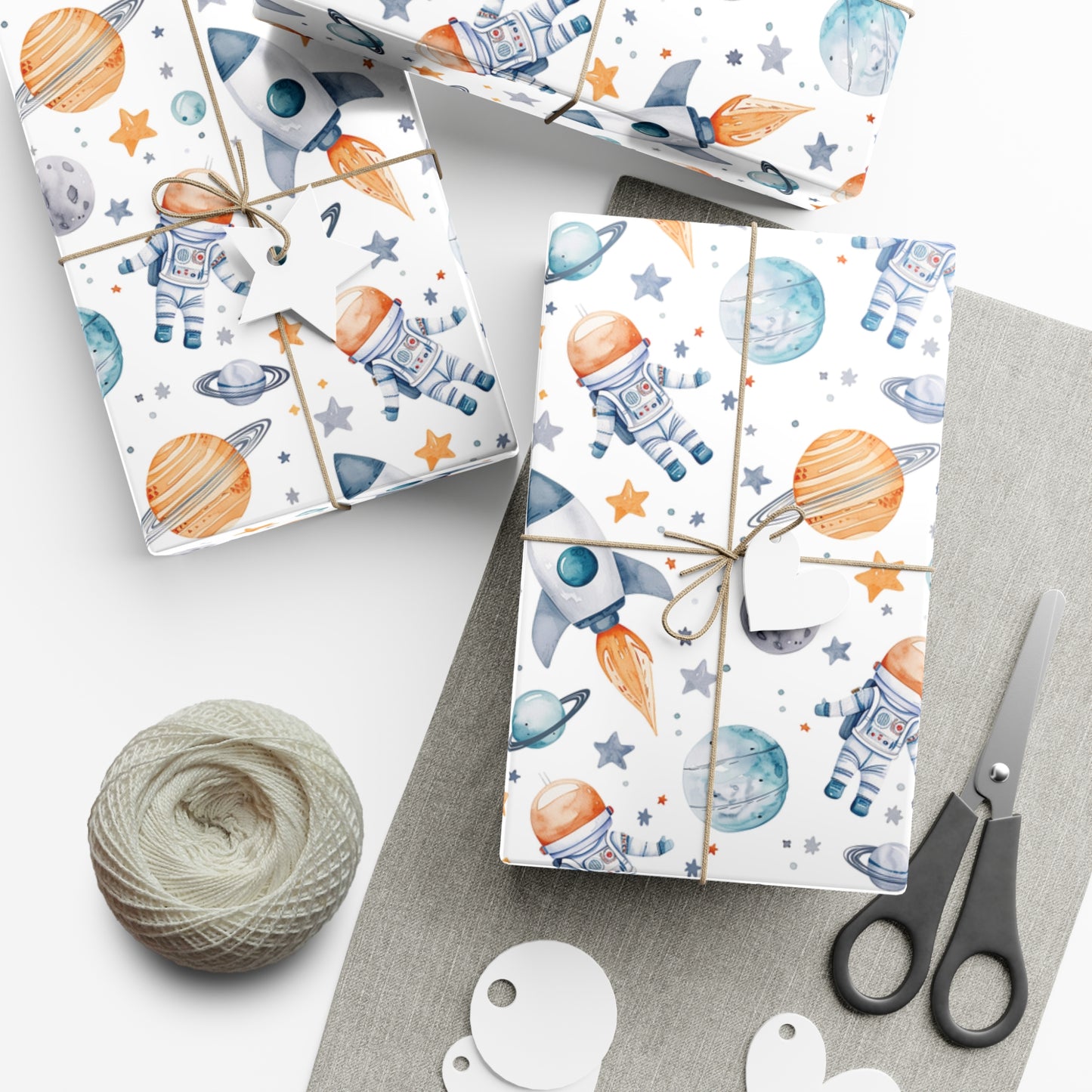 Space Astronaut Kids Wrapping Paper, Baby Shower Gift Wrap Roll, Birthday Gift Wrap, Boys Birthday