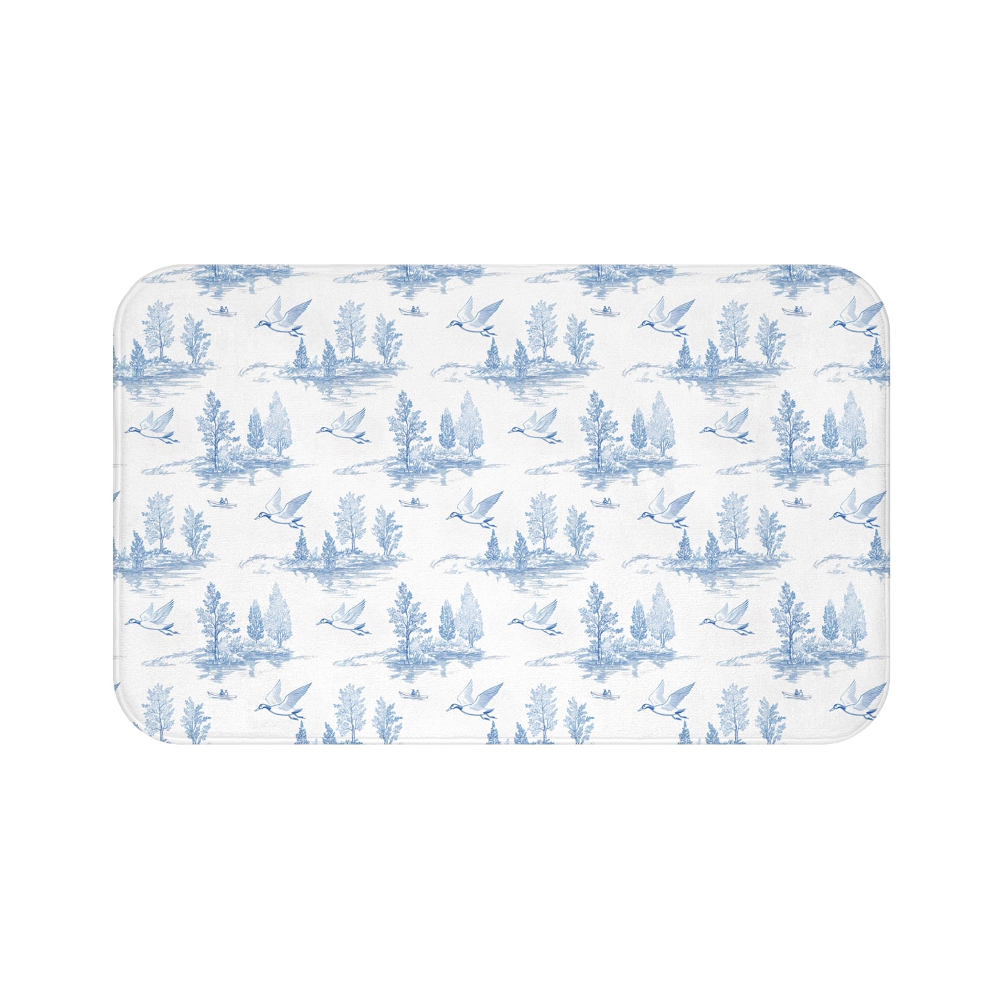 Sketched Lake Scene Bath Rug Mat