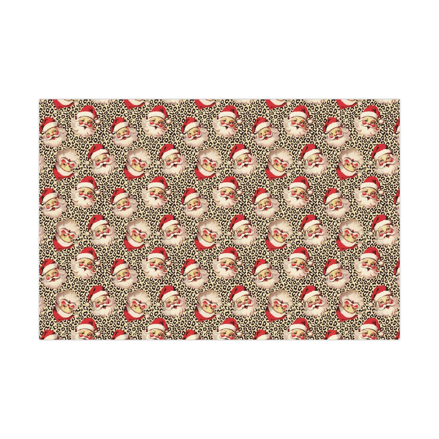 Vintage Santa Leopard Print Christmas Gift Wrap