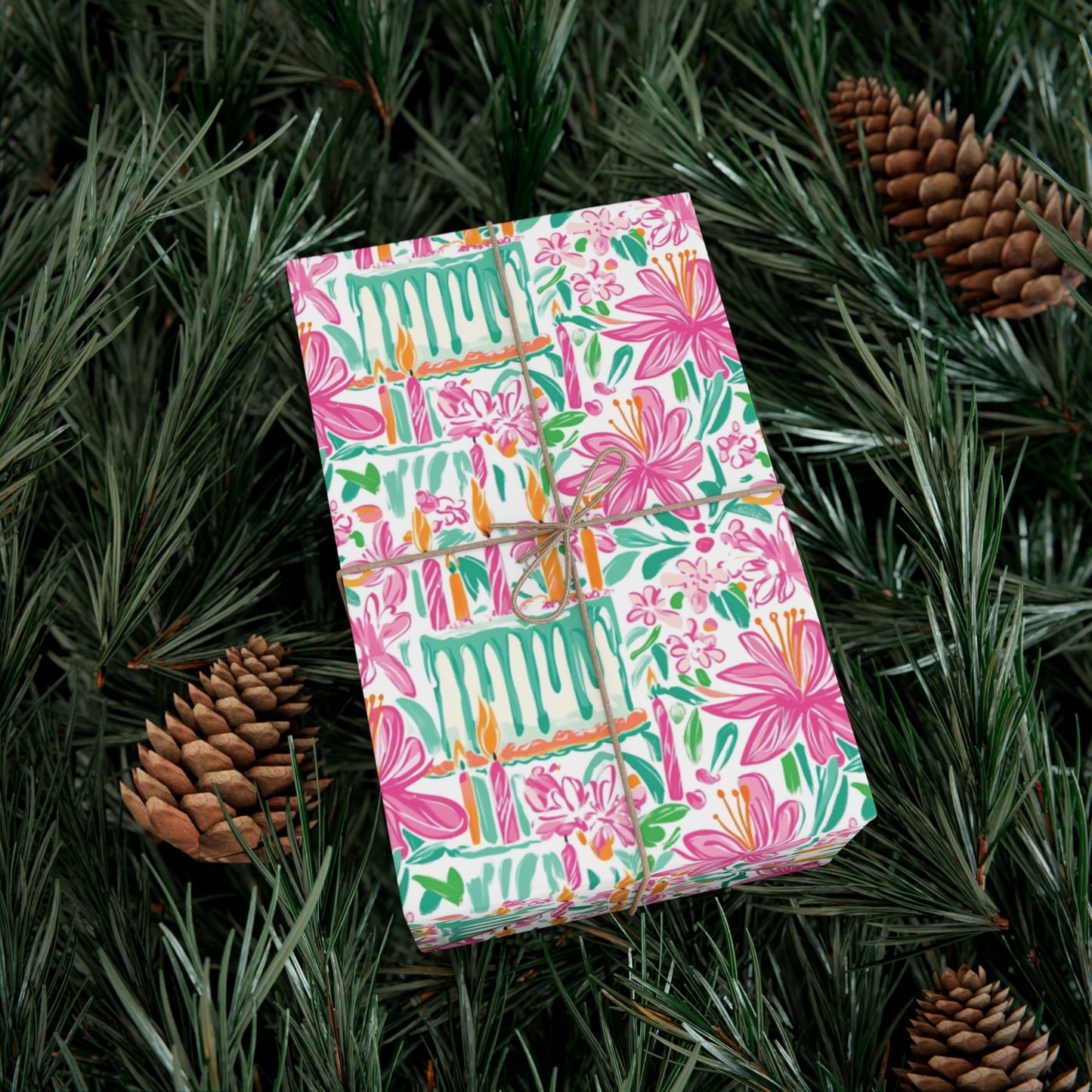 Floral Preppy Birthday Wrapping Paper, Mother's Day, Gifts for Teens, Birthday Wrapping, Celebration Gift Wrap