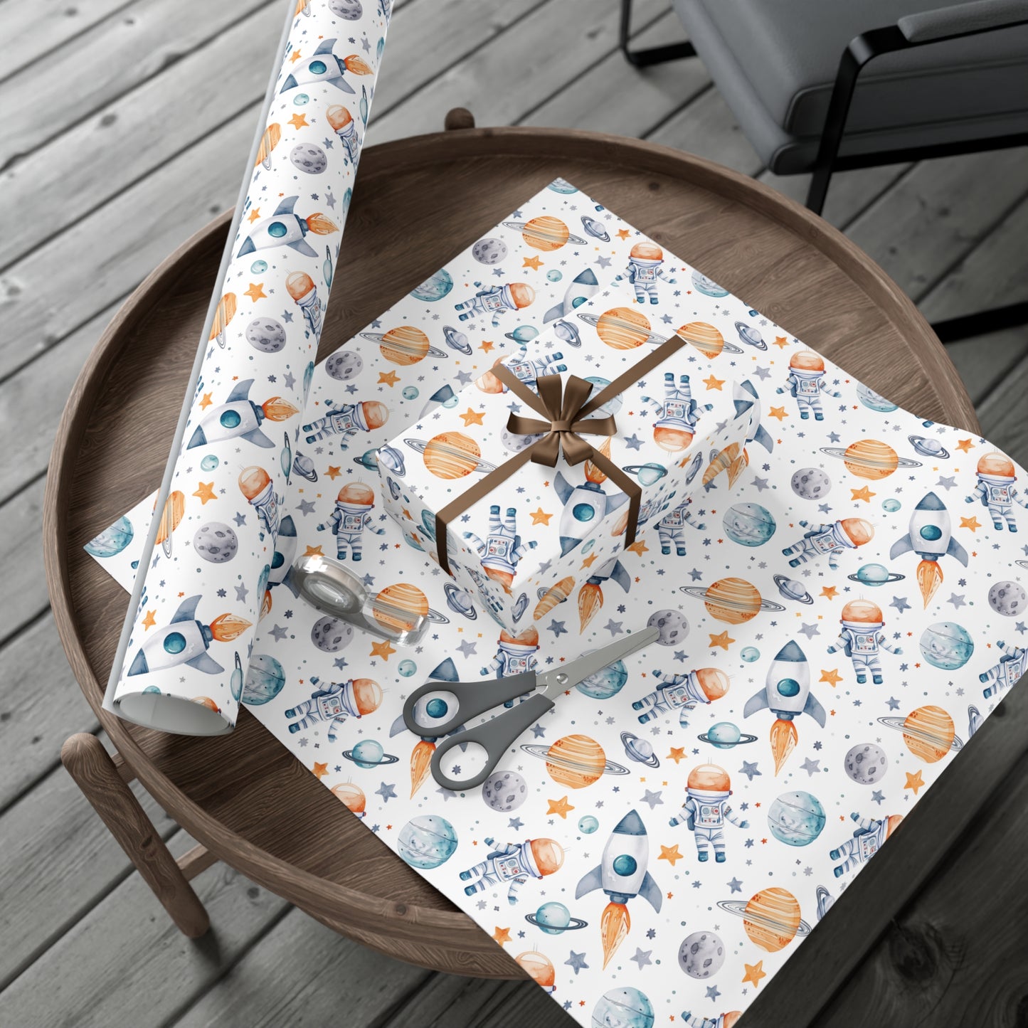 Space Astronaut Kids Wrapping Paper, Baby Shower Gift Wrap Roll, Birthday Gift Wrap, Boys Birthday