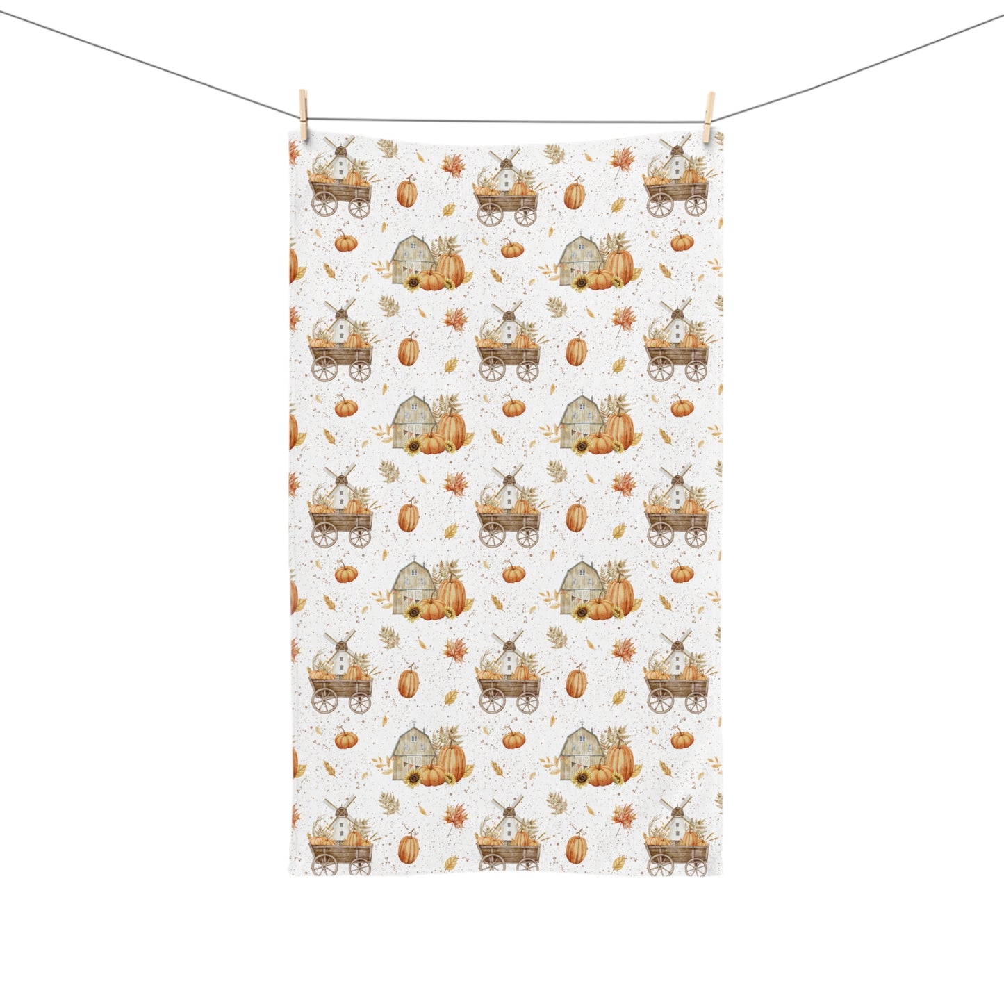 Autumn Farmhouse Harvest Hand Towel for Kitchen and Bath