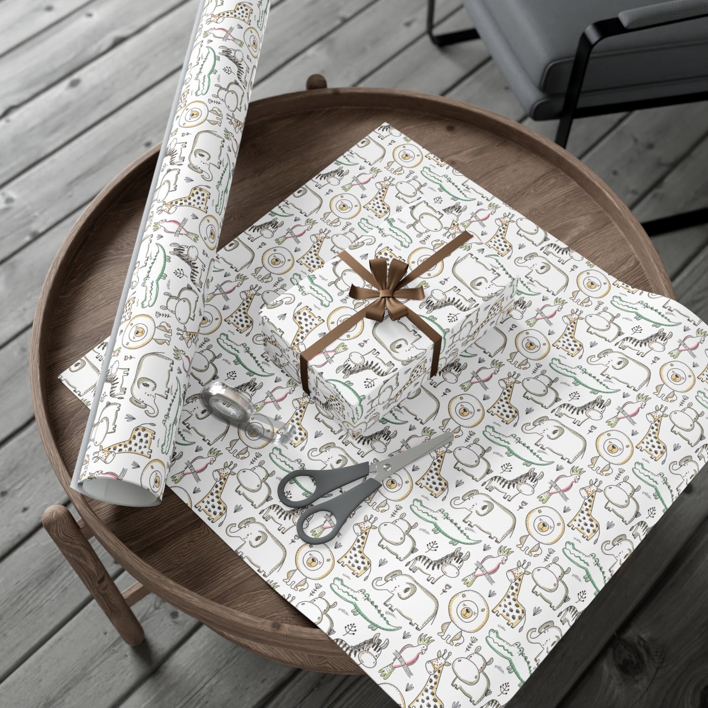 Jungle Safari Kids Wrapping Paper, Baby Shower Gift Wrap Roll, Birthday Gift Wrap, Birthday Party, Animals