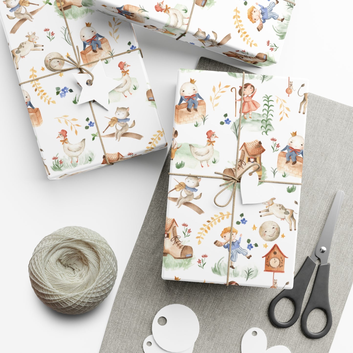 Children's Nursery Rhyme Wrapping Paper, Baby Shower Gift Wrap Roll, Birthday Gift Wrap