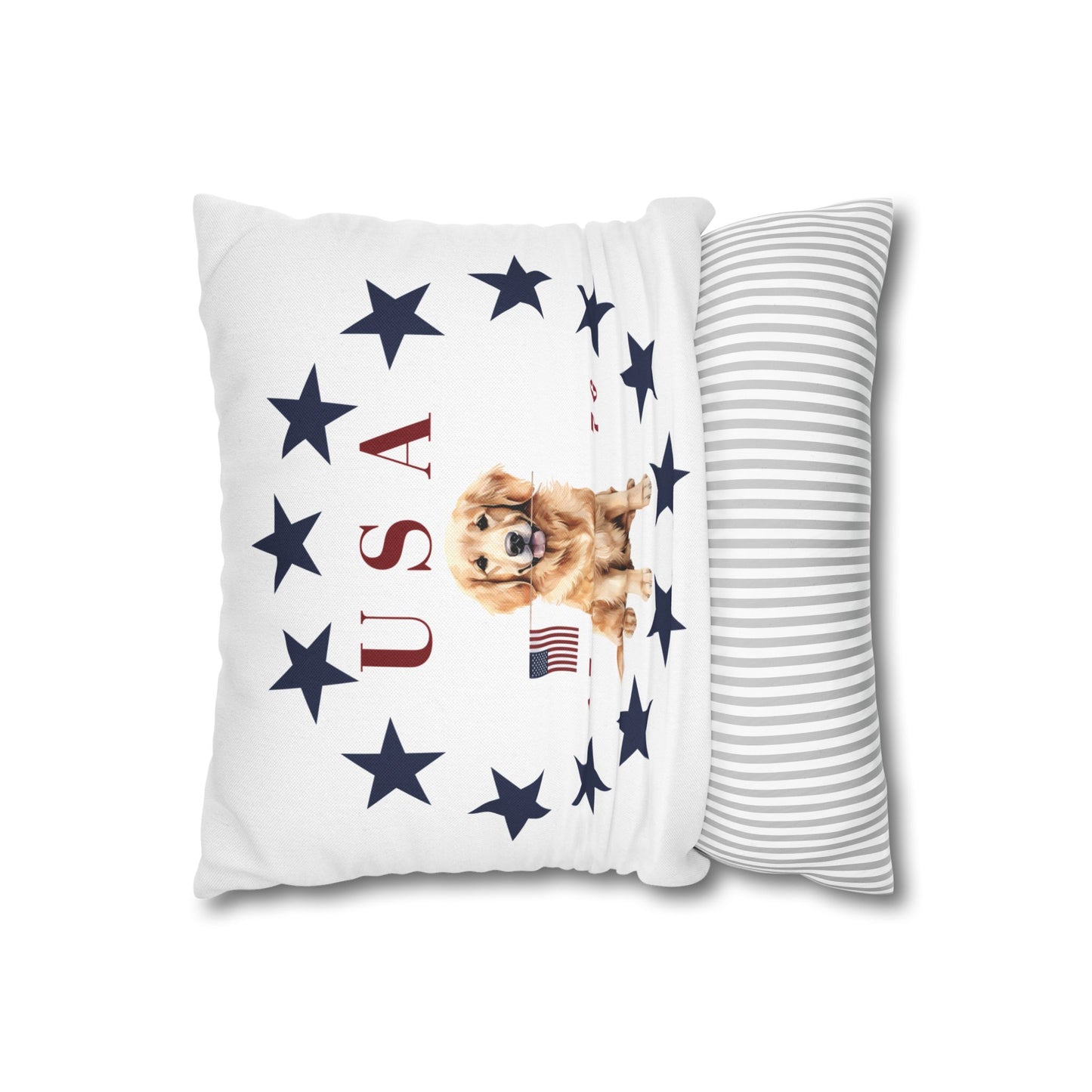 Double Sided Patriotic Golden Retriever Dog with 2 Different Summer Graphics