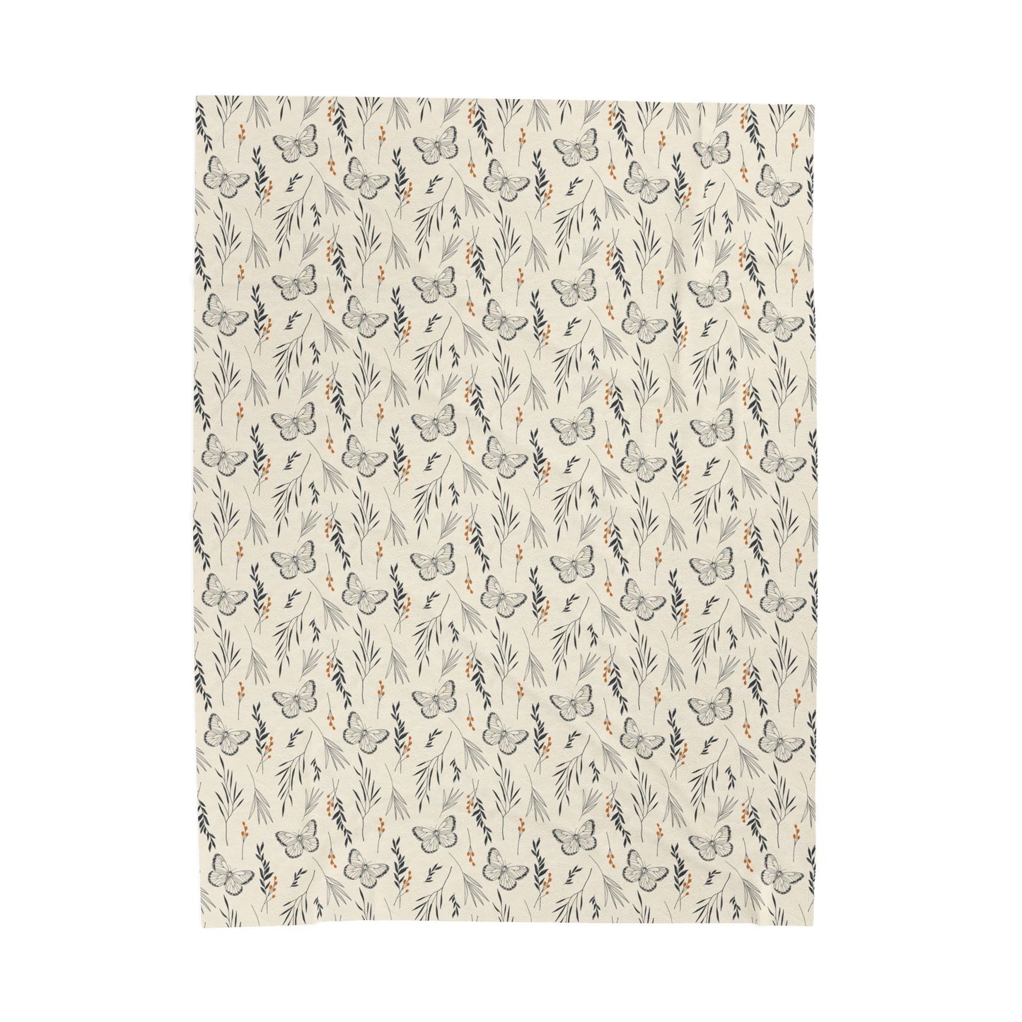 Autumn Botanicals & Butterflies Velveteen Plush Blanket
