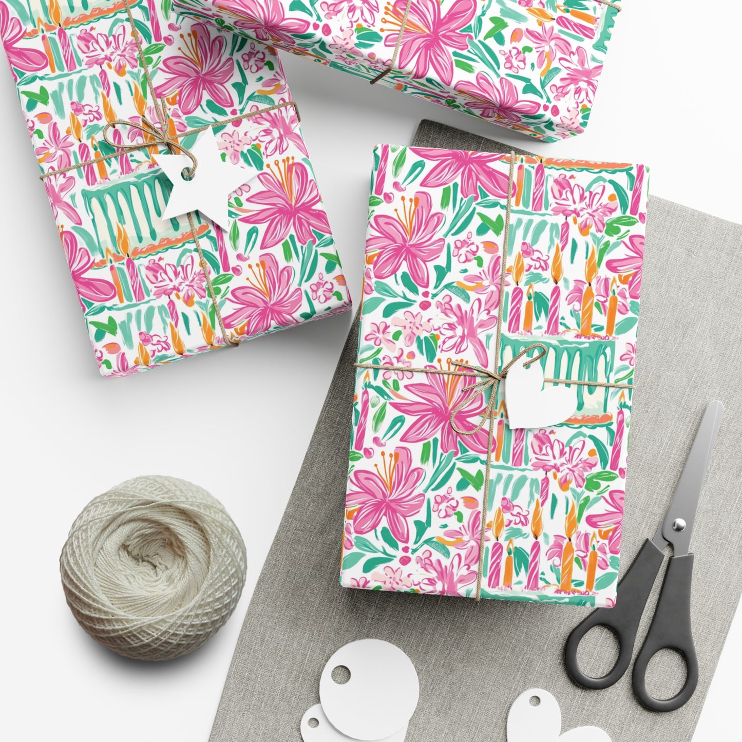 Floral Preppy Birthday Wrapping Paper, Mother's Day, Gifts for Teens, Birthday Wrapping, Celebration Gift Wrap