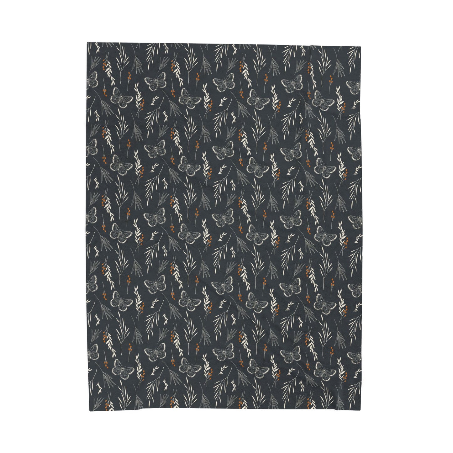 Autumn Botanicals & Butterflies Velveteen Plush Blanket