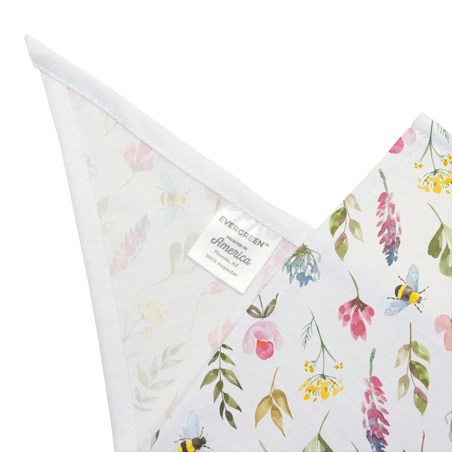 Watercolor Spring Wildflowers & Bees Dog Bandana, Spring Dog Bandana