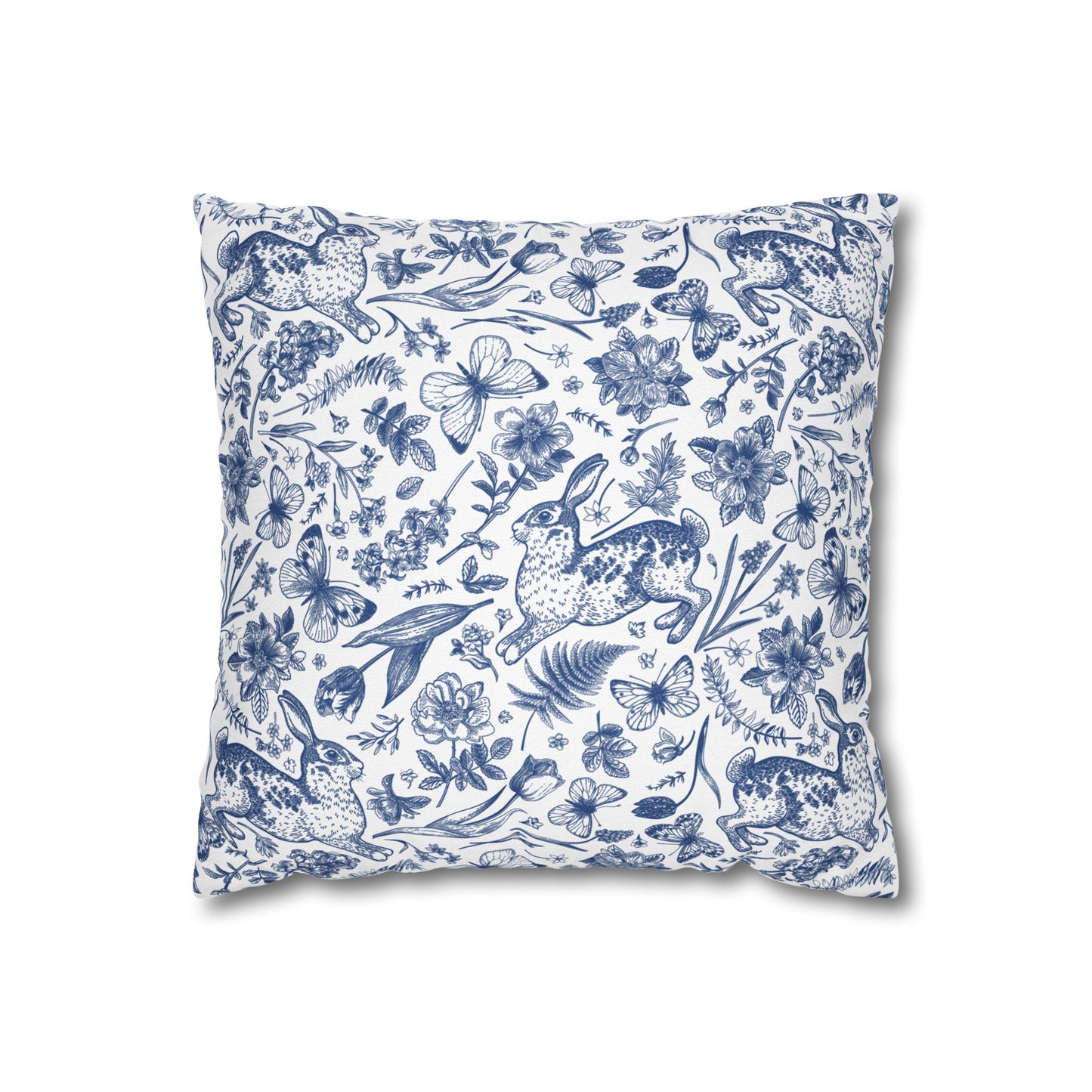 French Toile Chinoiserie Rabbit Pillow Cover