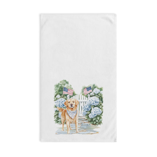 Golden Retriever Summer Patriotic Hand Towel for Bath and Kitchen