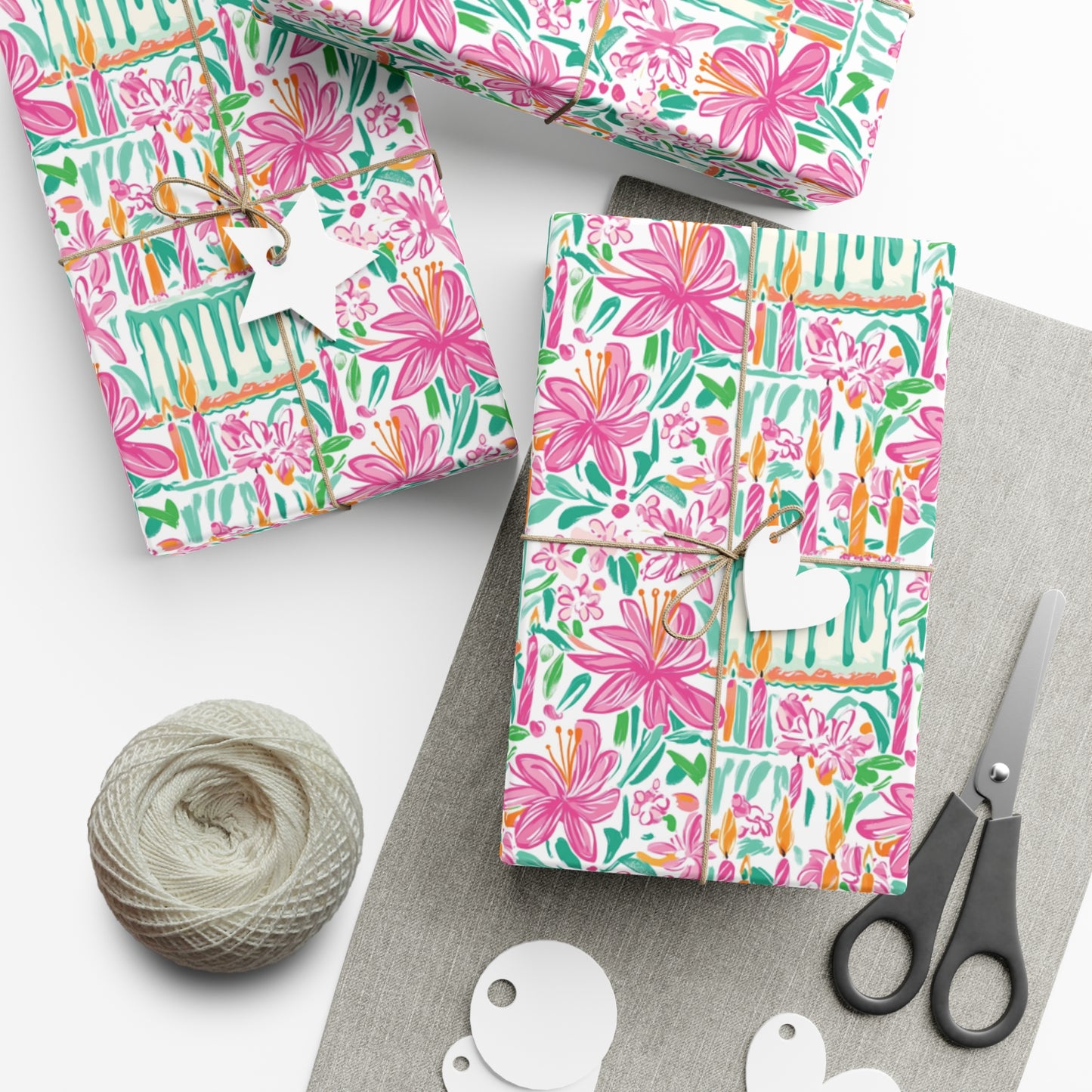 Floral Preppy Birthday Wrapping Paper, Mother's Day, Gifts for Teens, Birthday Wrapping, Celebration Gift Wrap