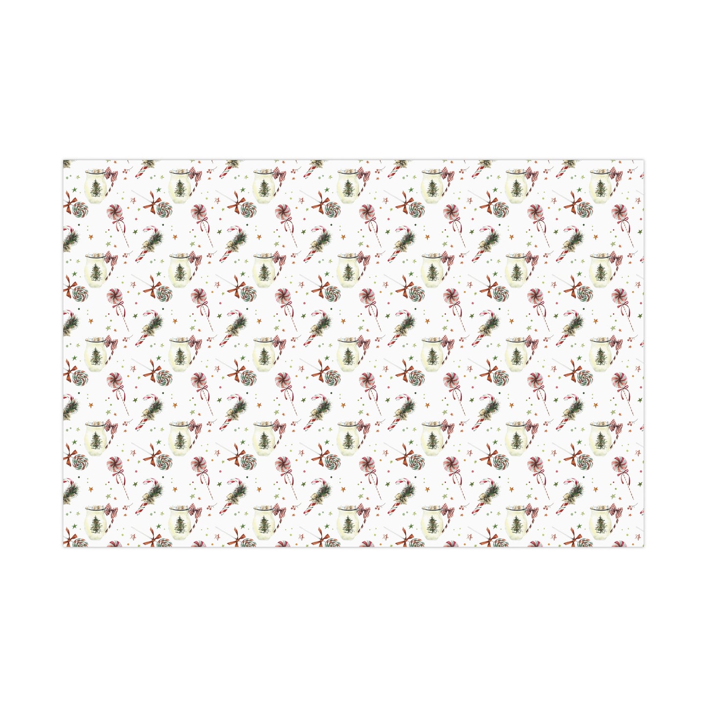 Cocoa and Peppermint Christmas Gift Wrap, Sweets Christmas Wrapping Paper, Vintage Gift Wrap, Classic Christmas, Wrapping Paper, Holiday