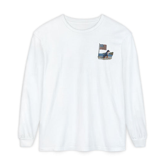 2025 New Summer Swissy Unisex *Long Sleeve* With Text "Summer Swissy" Comfort Colors Brand Shirt, Greater Swiss Mountain Dog Flag Shirt, Cartoon Swissy Character