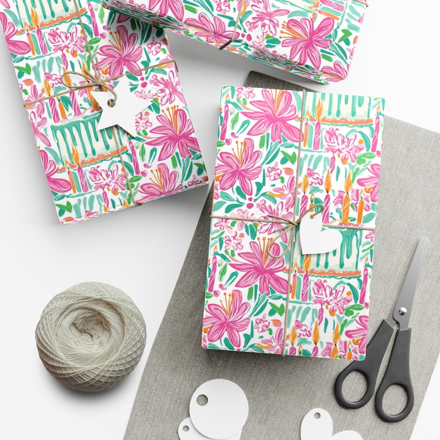 Floral Preppy Birthday Wrapping Paper, Mother's Day, Gifts for Teens, Birthday Wrapping, Celebration Gift Wrap