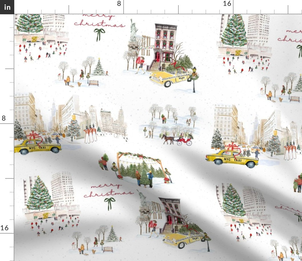 Christmas in NYC Sham or Pillowcase, Christmas Pillowcase, Holiday Bedding, New York City Christmas