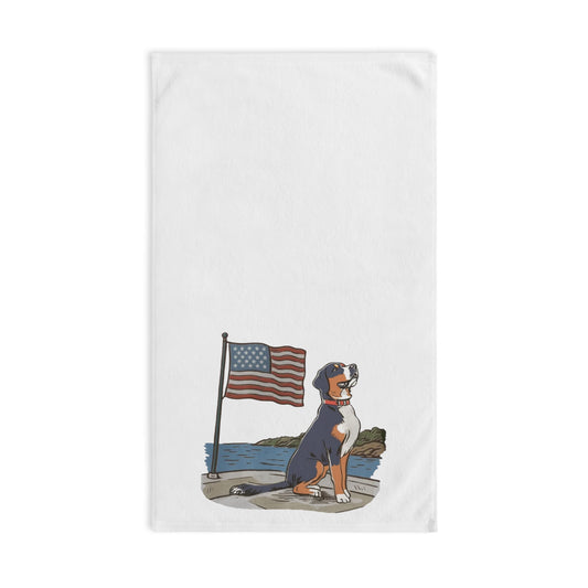 Summer Swissy in the USA Hand Towel for Bath and Kitchen, Greater Swiss Mountain Dog