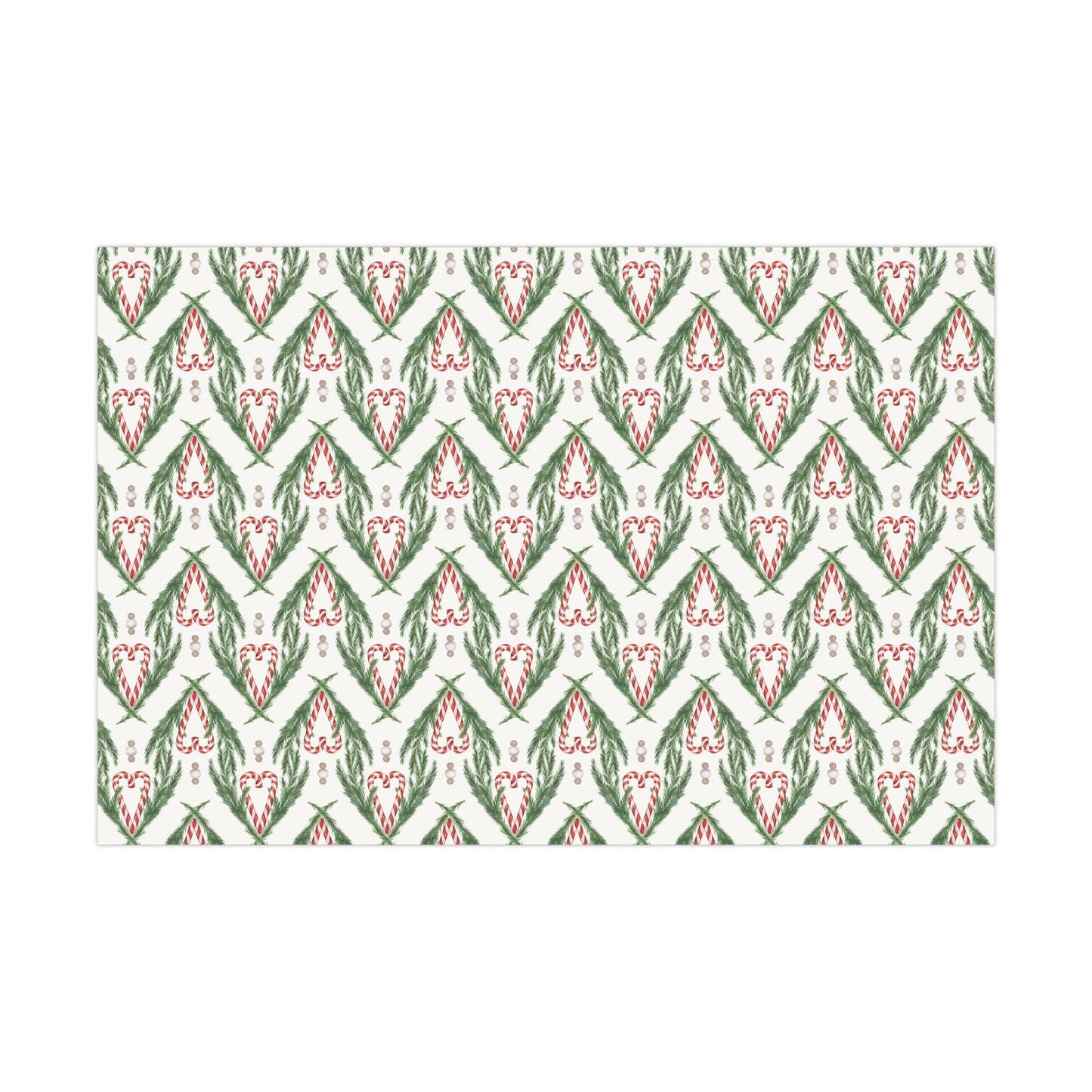 Watercolor Hand Drawn Candy Cane Christmas Wrapping Paper