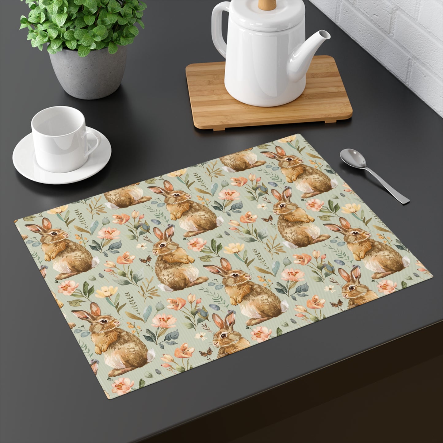 Easter Rabbits Dining Placemat, Bunnies, Spring Home Decor, Easter, Cottage style, Single Placemat, Easter Dining