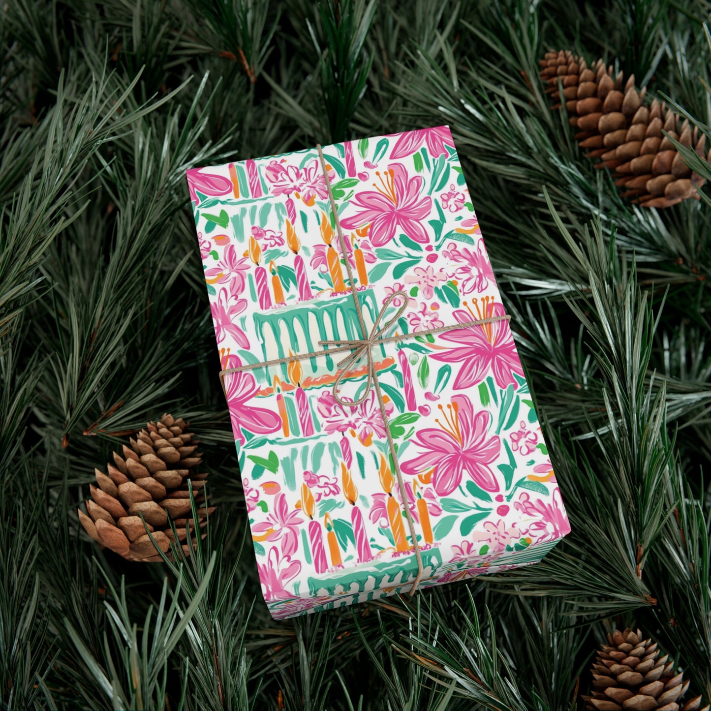 Floral Preppy Birthday Wrapping Paper, Mother's Day, Gifts for Teens, Birthday Wrapping, Celebration Gift Wrap