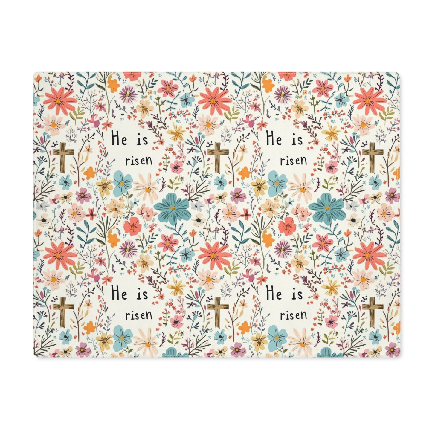 He is Risen Easter Dining Placemat, Bunnies, Spring Home Decor, Easter, Cottage style, Single Placemat, Christian Easter