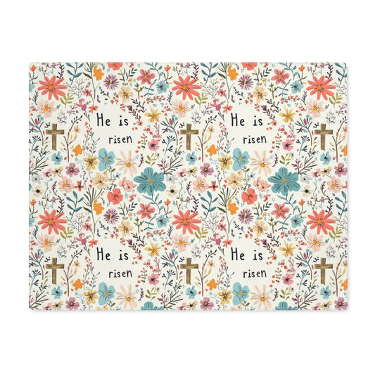 He is Risen Easter Dining Placemat, Bunnies, Spring Home Decor, Easter, Cottage style, Single Placemat, Christian Easter