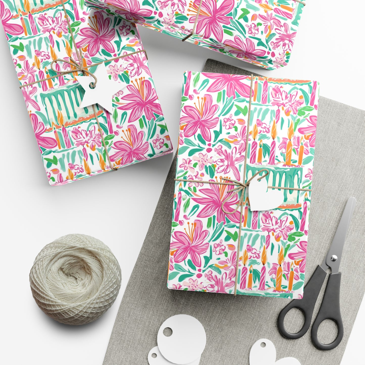 Floral Preppy Birthday Wrapping Paper, Mother's Day, Gifts for Teens, Birthday Wrapping, Celebration Gift Wrap