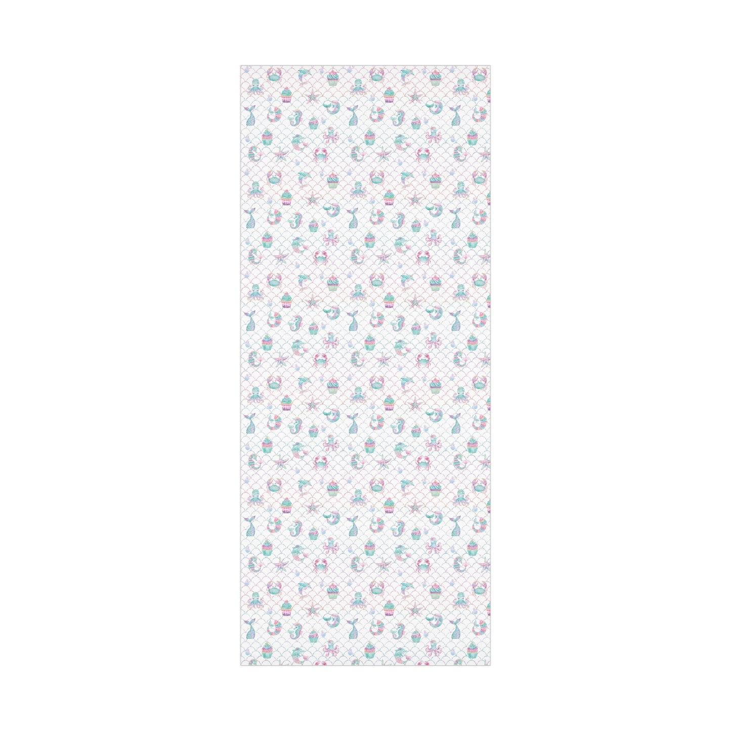 Colorful Mermaid Cupcakes and Sea Animals Wrapping Paper