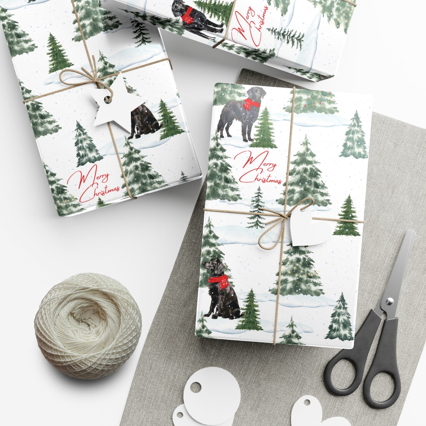 Flat Coated Labrador Retriever Christmas Wrapping