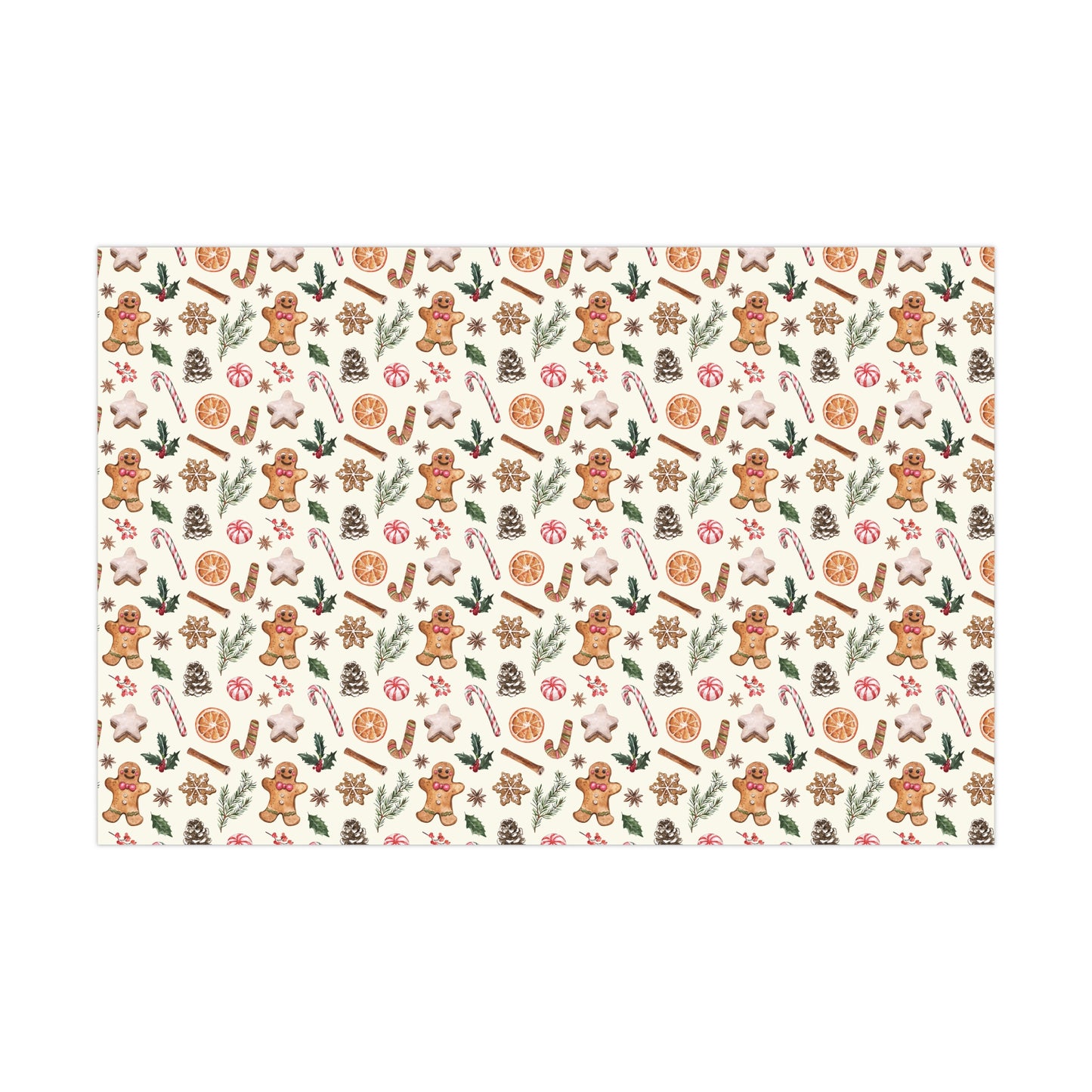 Vintage Christmas Baking Gift Wrap, Merry Christmas Wrapping Paper, Holiday Gift Wrap, Orange slices, Gingerbread man, cookies