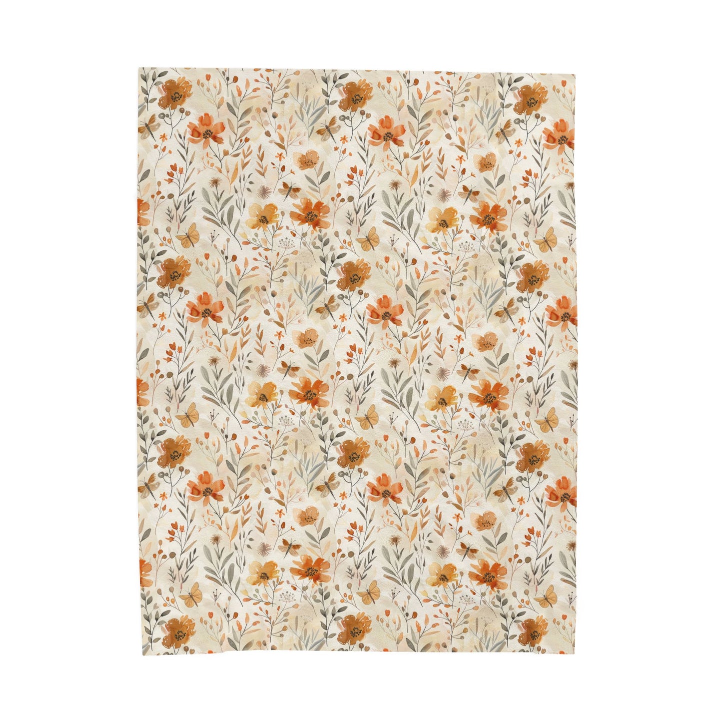 Autumn Botanicals & Butterflies Velveteen Plush Blanket