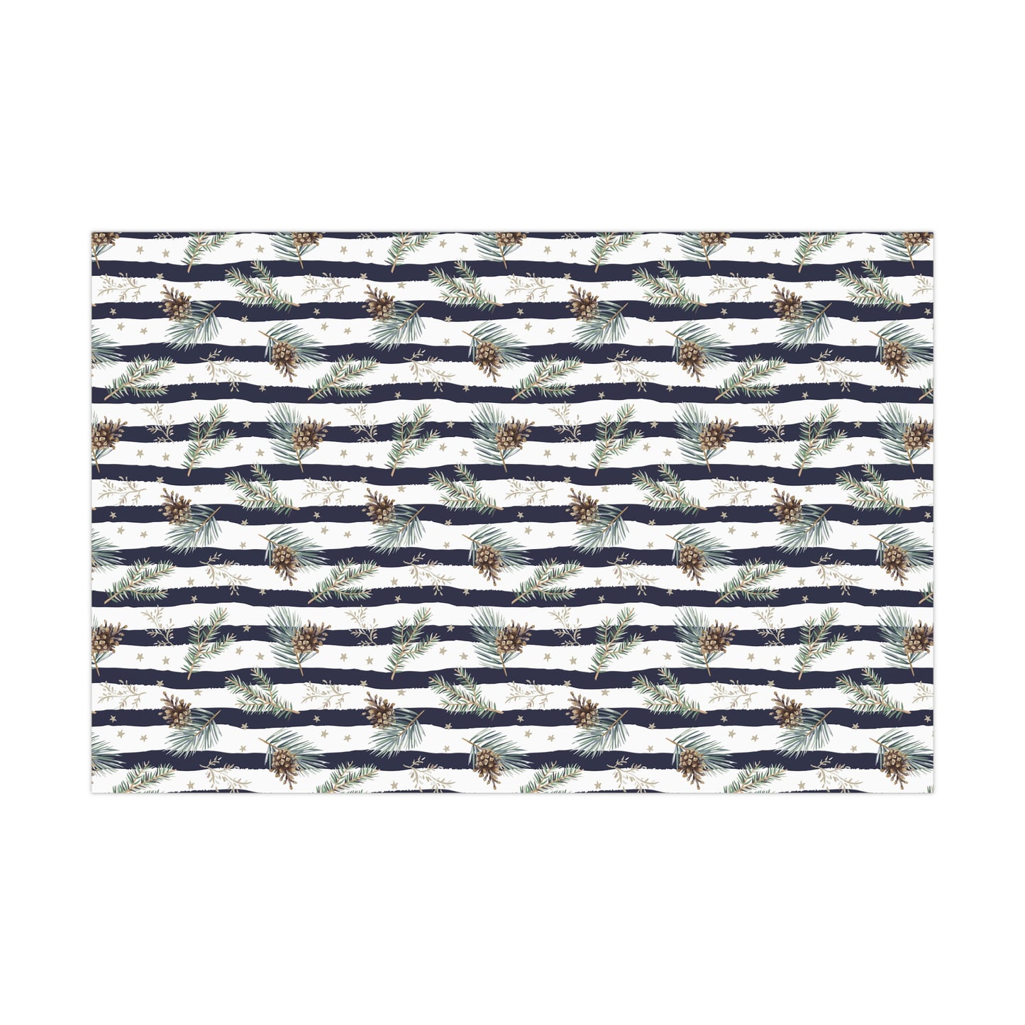 Navy Striped Nautical Christmas Wrapping Paper