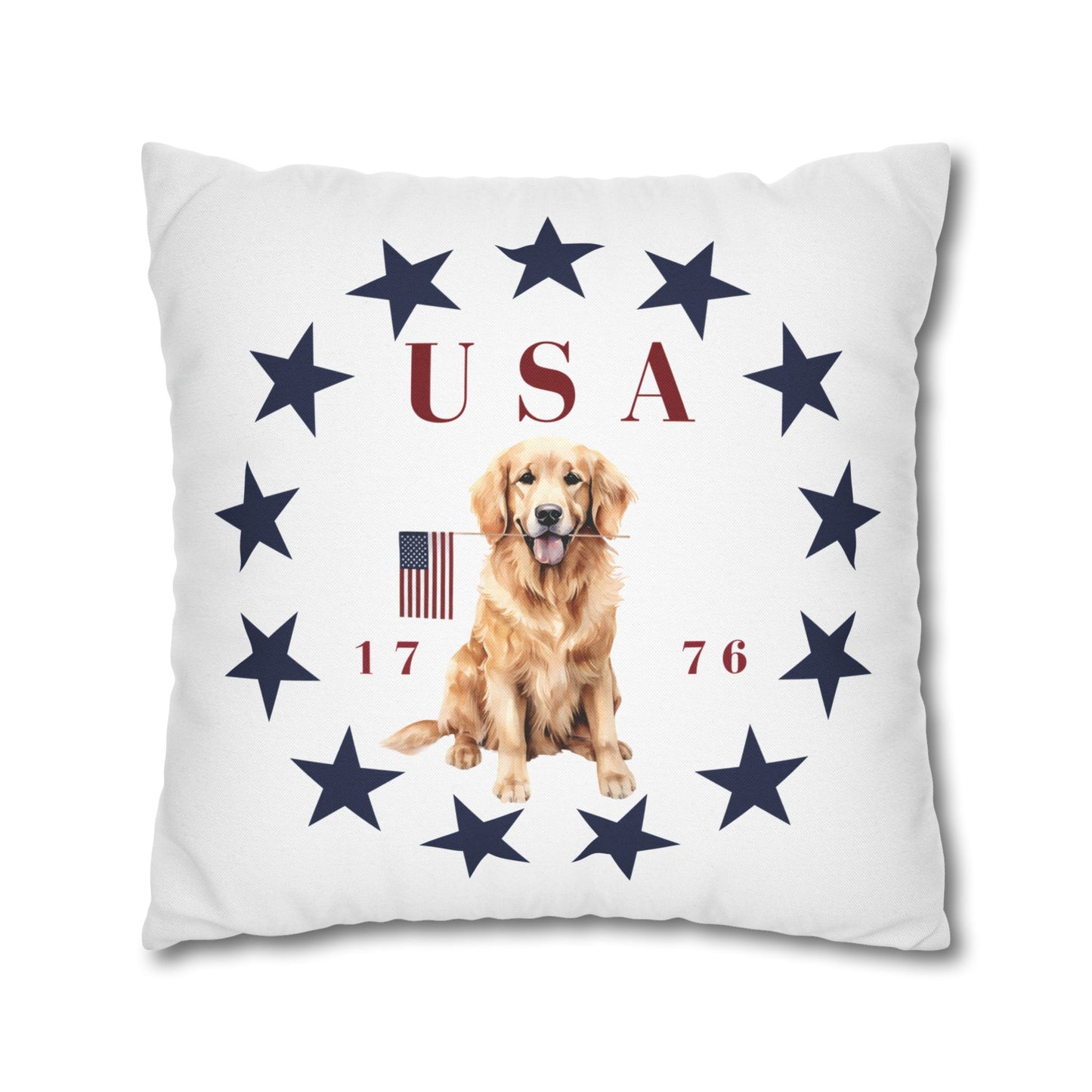Double Sided Patriotic Golden Retriever Dog with 2 Different Summer Graphics