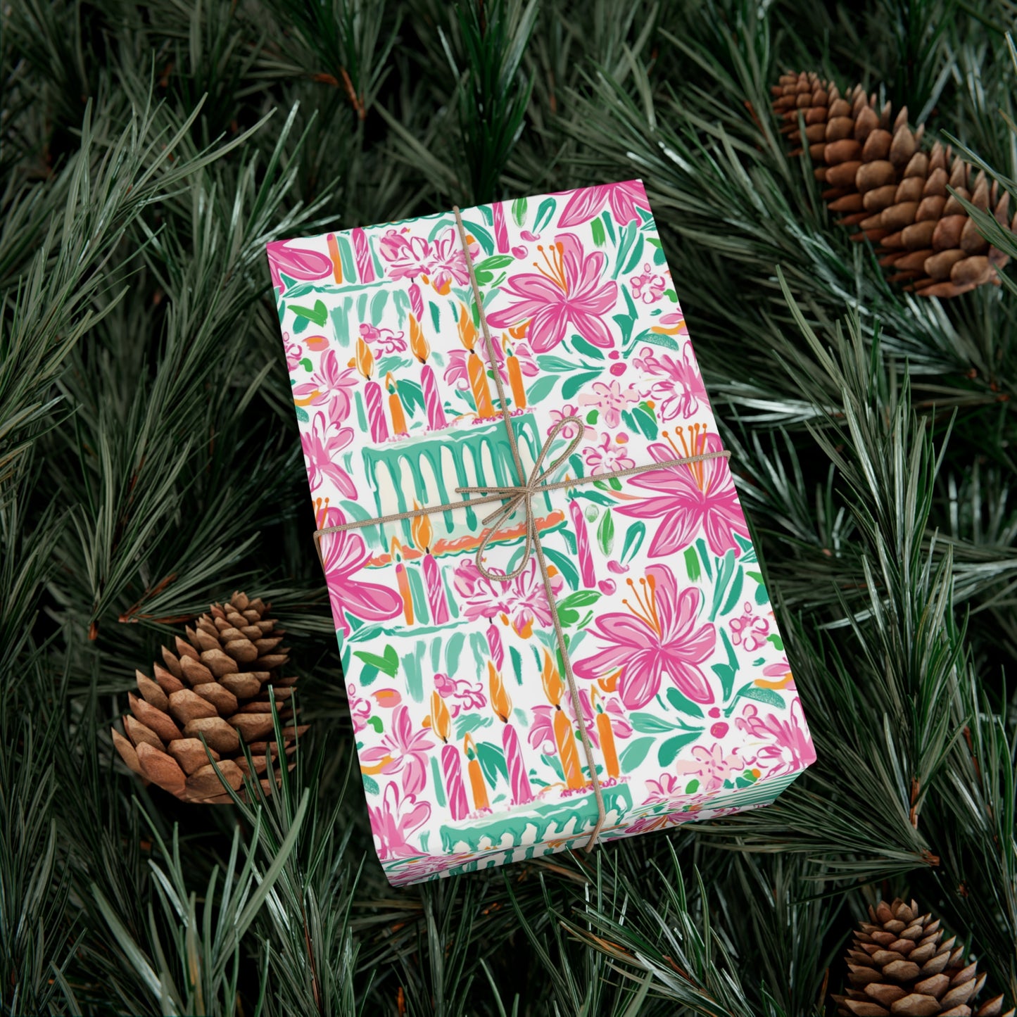 Floral Preppy Birthday Wrapping Paper, Mother's Day, Gifts for Teens, Birthday Wrapping, Celebration Gift Wrap