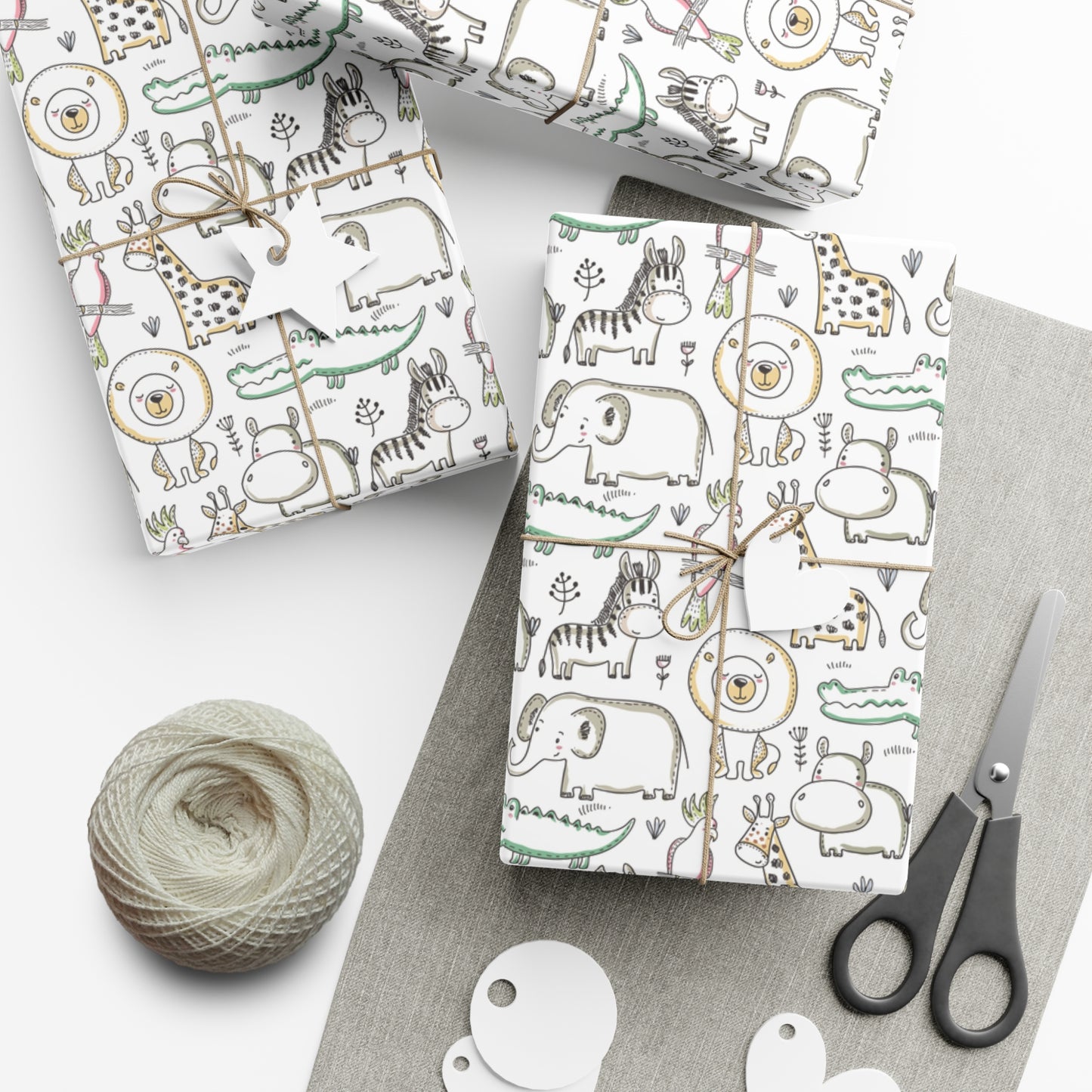 Jungle Safari Kids Wrapping Paper, Baby Shower Gift Wrap Roll, Birthday Gift Wrap, Birthday Party, Animals