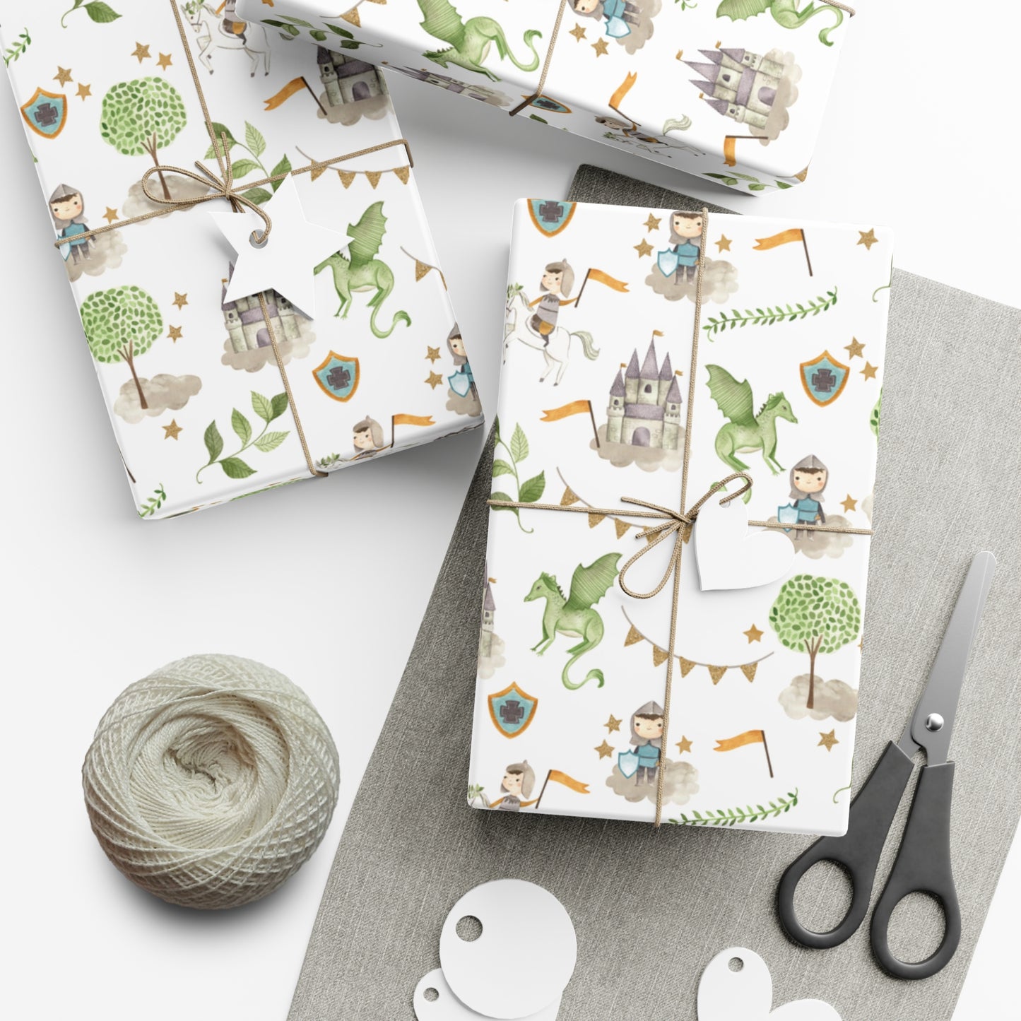 Children's Knights & Dragons Wrapping Paper, Gifts for Boys, Gifts for Kids Gift Wrap Roll, Birthday Gift Wrap