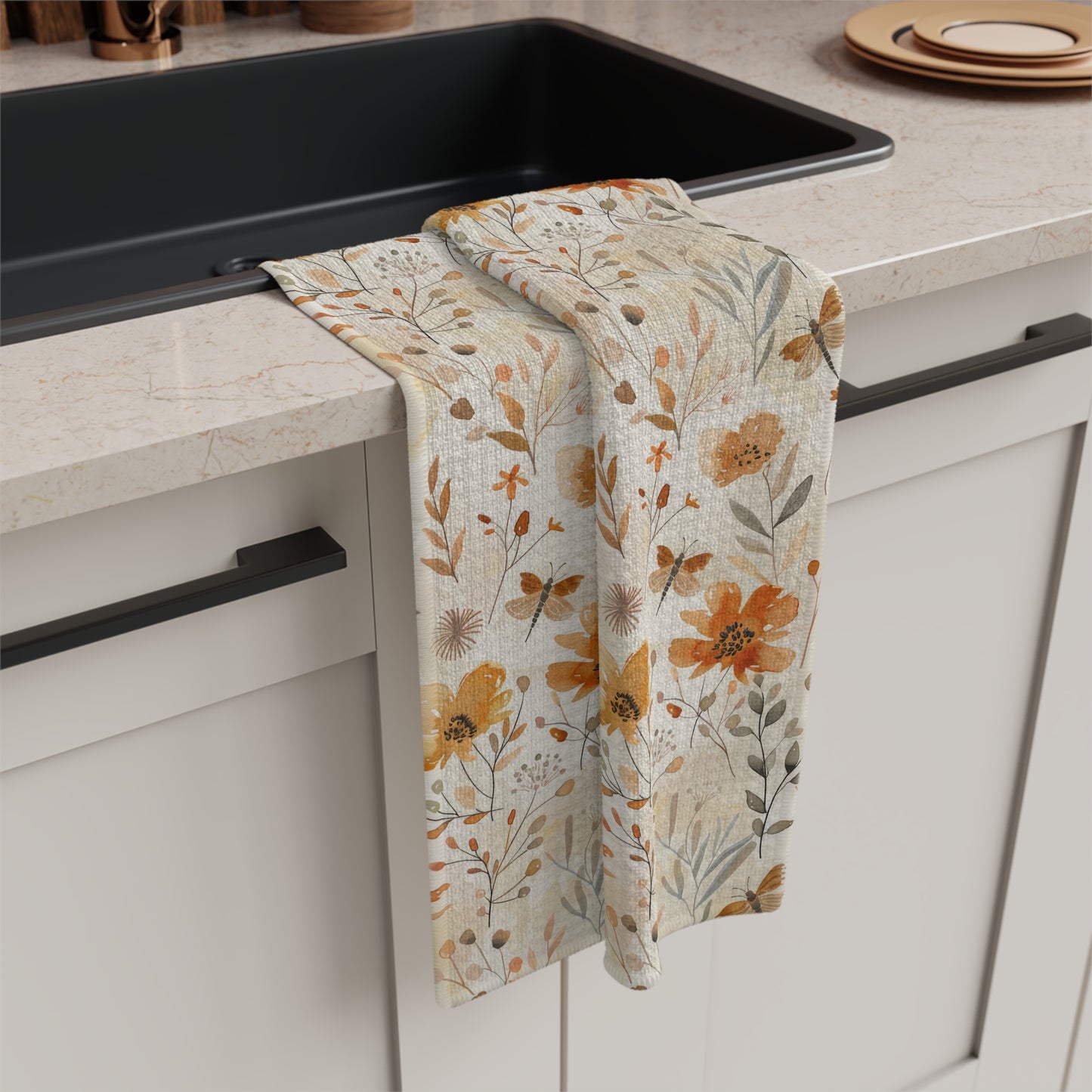 Microfiber Tea Towel - Fall Wildflower Botanical Dish Cloth