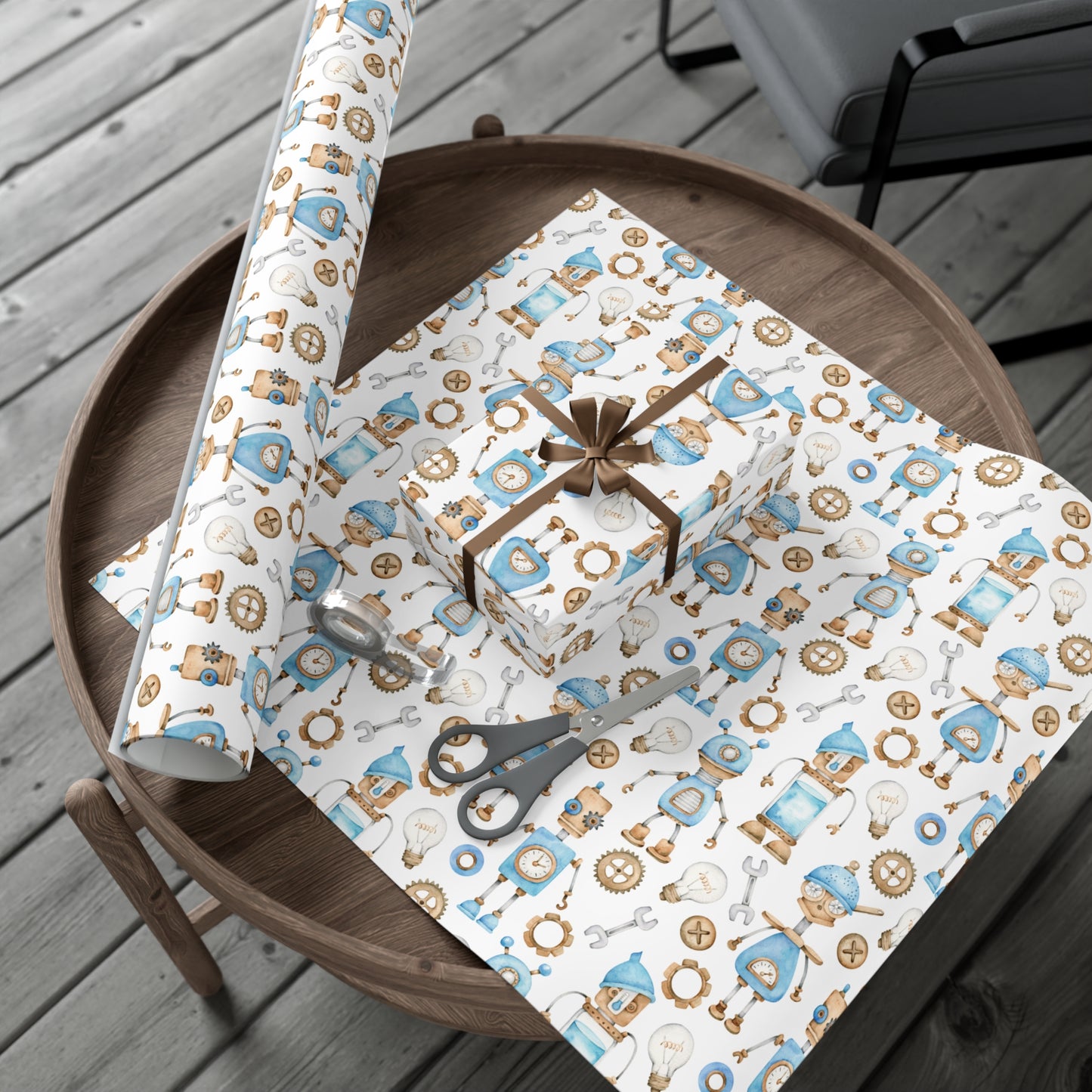 Robots Theme Kids Birthday Gift Wrap