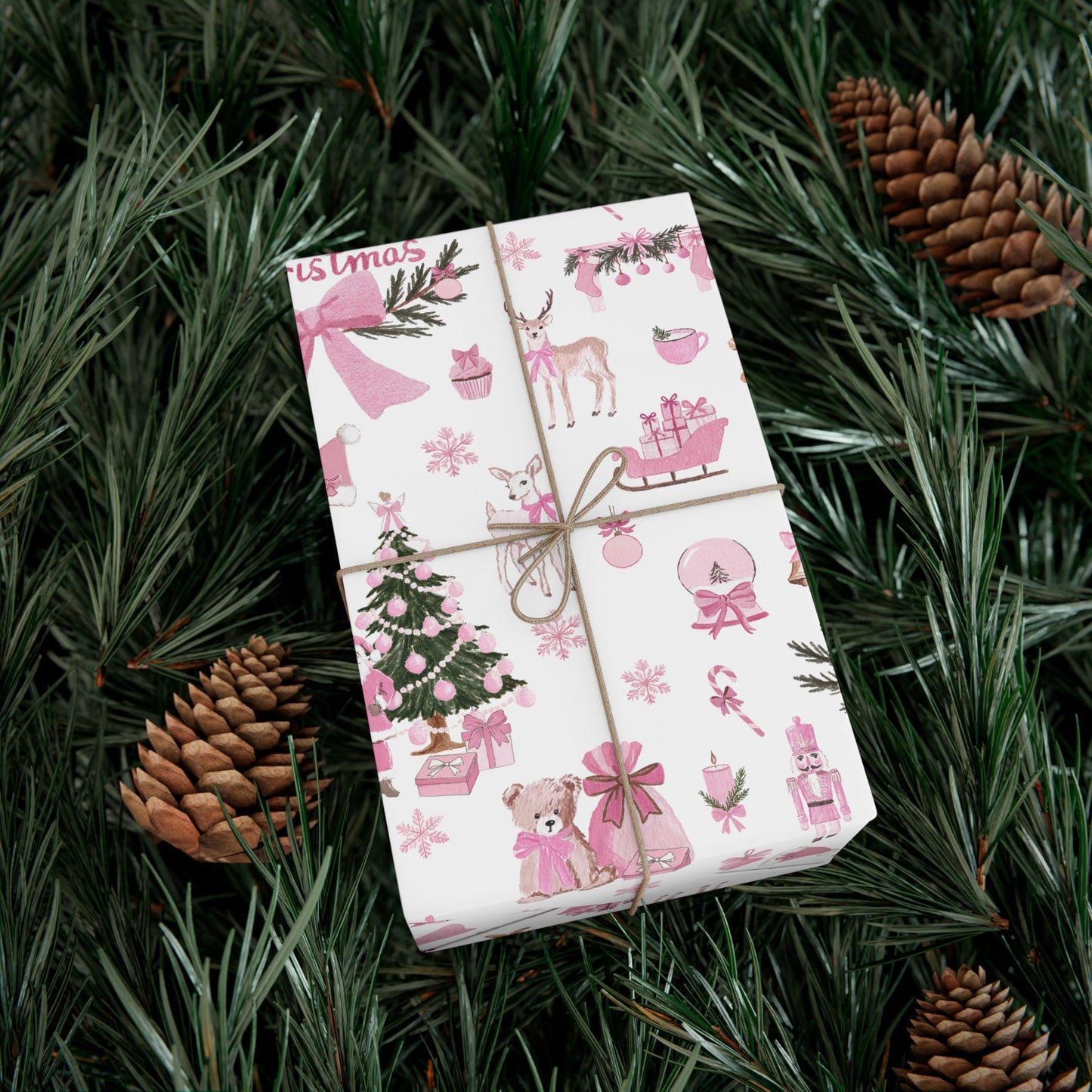 Pink Christmas Wrapping Paper