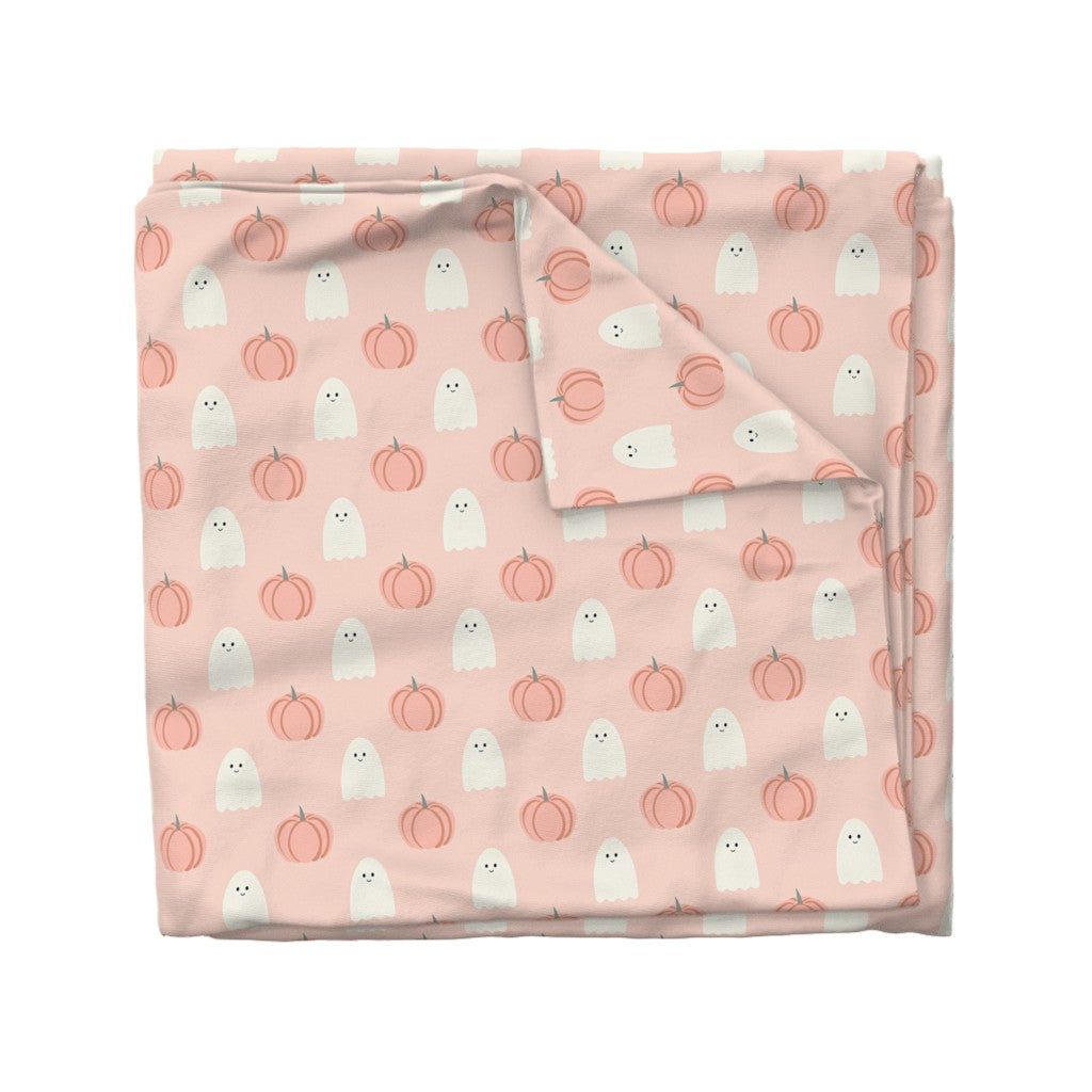 Kids Peach Ghosts and Pumpkins Halloween Duvet Cover
