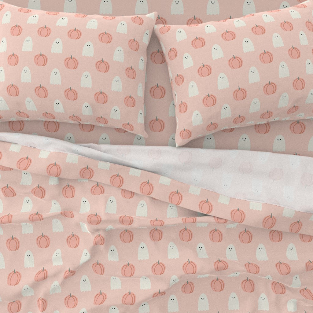 Kids Peach Ghosts & Pumpkins Sheet Set