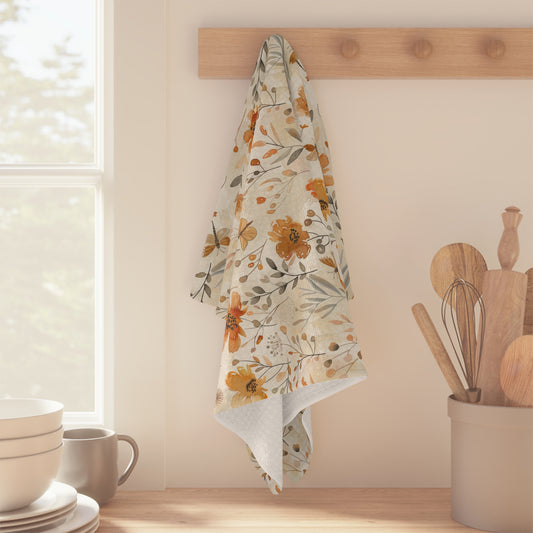 Microfiber Tea Towel - Fall Wildflower Botanical Dish Cloth