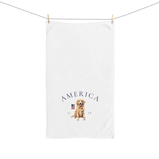 Golden Retriever Summer Patriotic Hand Towel for Bath and Kitchen